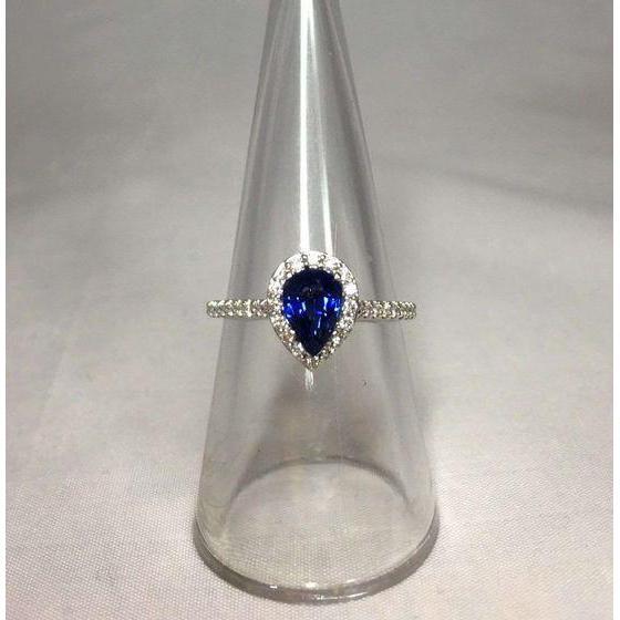 1.60 ct peer geslepen Sri Lanka blauwe saffier diamanten ring - harrychadent.nl