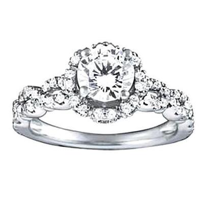 1.60 karaat diamanten solitaire ring met accenten wit goud 14K - harrychadent.nl