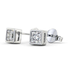 Afbeelding in Gallery-weergave laden, GIA-gecertificeerd 1.80 Ct Princess Cut Diamond Stud Earring Bezel Set fijne gouden sieraden
