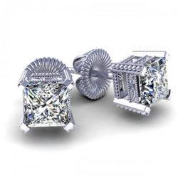 1.70 Ct Princess Solitaire Diamond Stud Earring 14K Witgoud