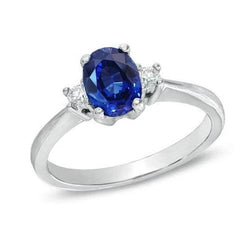 1.70 karaat Ceylon saffier diamanten ring wit goud 14K