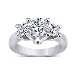 1,71 Ct. Ronde Echt Diamanten 3 Stenen Jubileumring Witgouden Sieraden