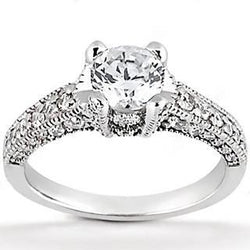 1,71 Ct Echt Diamanten Solitaire Met Accenten Gouden Verlovingsring
