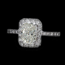 1.75 karaat diamanten verlovingsring in stralende antieke stijl gouden halo