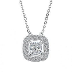 1,75 Karaat Echt Diamanten Dames Halsketting Halo Hanger Goud Wit 14K
