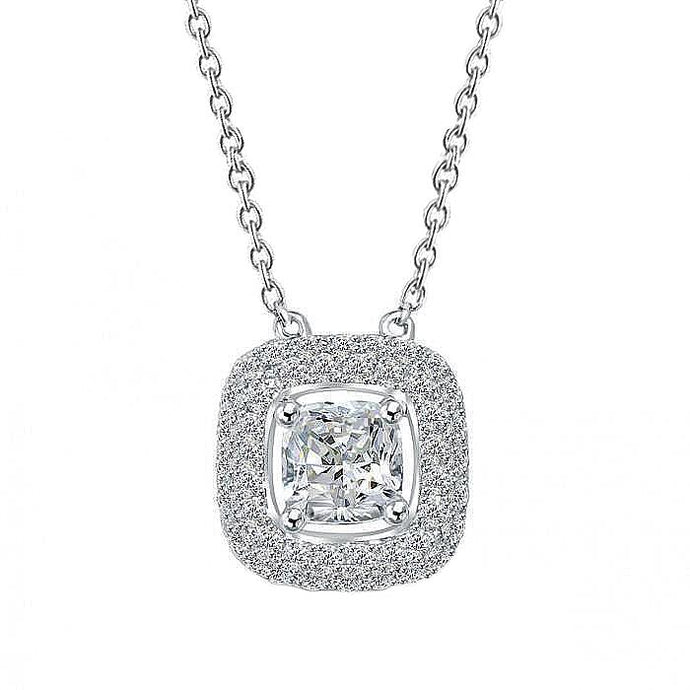 1,75 Karaat Echt Diamanten Dames Halsketting Halo Hanger Goud Wit 14K
