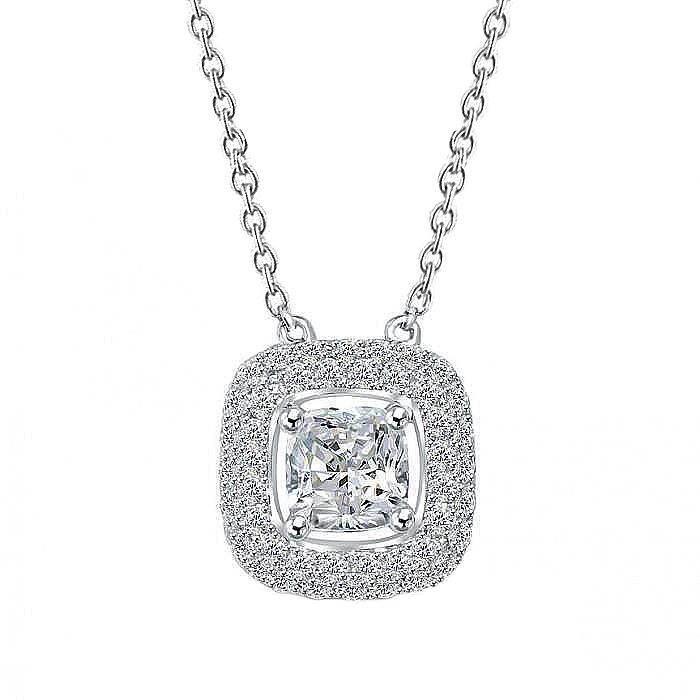 1,75 Karaat Echt Diamanten Dames Halsketting Halo Hanger Goud Wit 14K