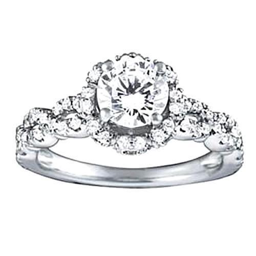 1,75 Karaat Ronde Halo Echt Diamanten Verlovingsring Wit Goud 14K