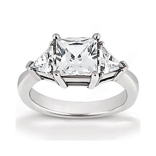 1,75 ct. Prinses Geslepen Echt Diamanten Ring Met Drie Stenen