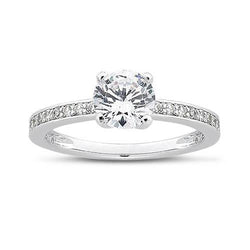 1,75 ct Ronde Echt Diamanten Witgouden Solitaire Ring Met Accenten