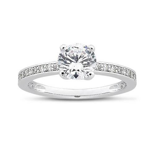 1,75 ct Ronde Echt Diamanten Witgouden Solitaire Ring Met Accenten