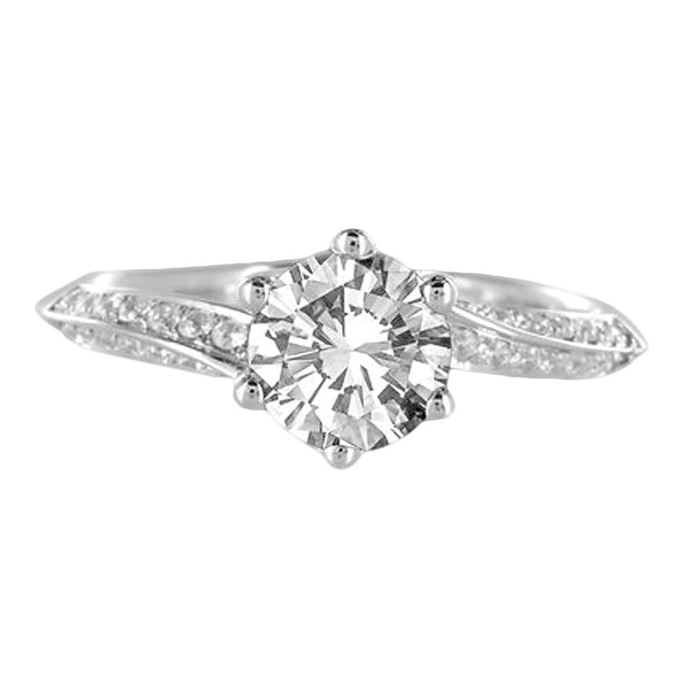 1,76 Karaat Ronde Echt Diamanten Solitaire Met Accenten Verlovingsring