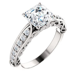 1.76 Ct. Asscher & Rond uit de aarde gewonnen diamanten trouw- en jubileumring