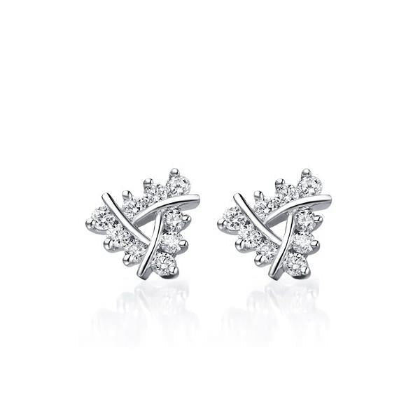 1.8 ct ronde diamanten dames 14K witgouden oorbel - harrychadent.nl