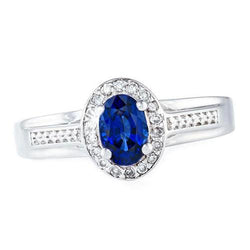 1.80 karaat Sri Lankaanse saffier en ronde diamanten ring 14K witgoud