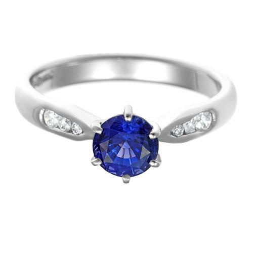 1.80 karaat blauwe ceylon saffier met diamanten ring wit goud 14k