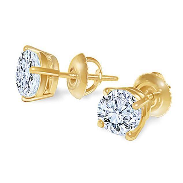 1.80 karaat diamanten oorknopjes met geschroefde gele gouden oorbel - harrychadent.nl