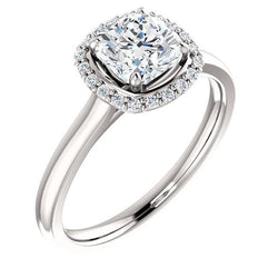 1,80 Karaats Kussen & Halo Ronde Echt Diamanten Jubileumring WG 14K