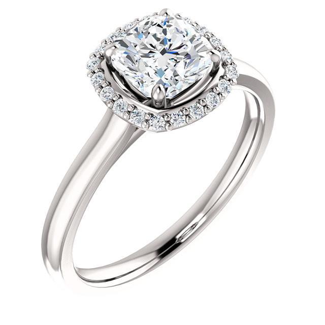 1,80 Karaats Kussen & Halo Ronde Echt Diamanten Jubileumring WG 14K