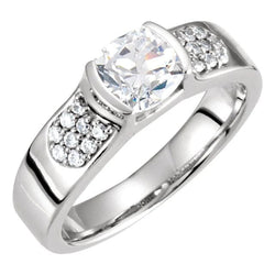 1.85 karaats ronde briljante diamanten ring met accenten wit goud 14K