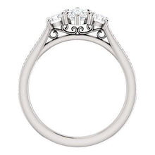 Afbeelding in Gallery-weergave laden, 1,85 Ct. 3 Stenen Markiezin Met Ronde Halo Echt Diamanten Ring Nieuw
