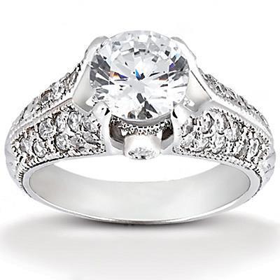 1,85 ct. Diamanten Ring in Antieke Stijl met Echte Accenten