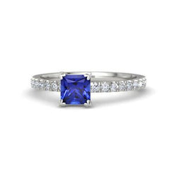 1.90 ct Sri Lanka blauwe saffier diamanten verlovingsring wit goud 14k