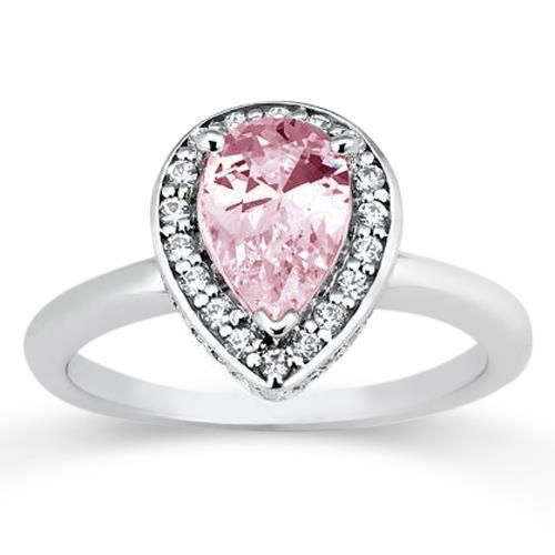 1.90 ct peer roze saffier halo solitaire met accenten edelsteen ring - harrychadent.nl