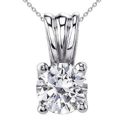 1 Karaat Echt Diamanten Solitaire Hanger Ketting Wit Goud 14K