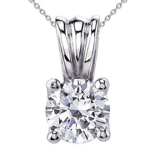 1 Karaat Echt Diamanten Solitaire Hanger Ketting Wit Goud 14K