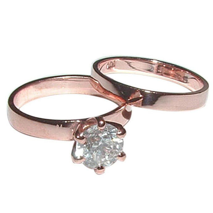 1 Karaat Echt Diamanten Solitaire Verlovingsring Band Rosé Goud 14K