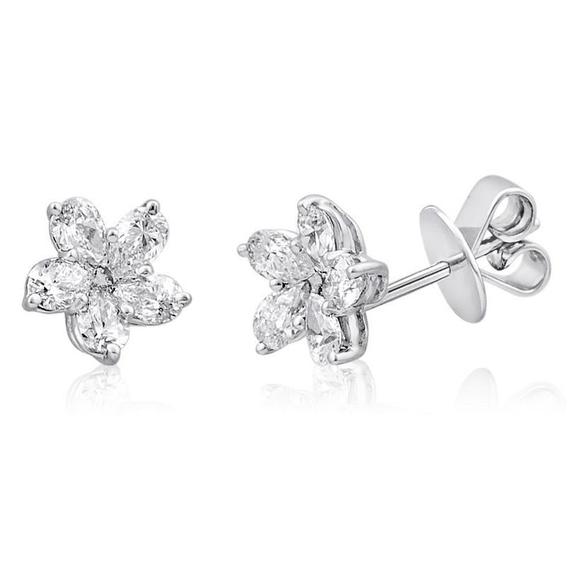 1 Karaat Peer Echt Diamanten Stud Earring Wit Goud 14K Vrouwen Sieraden