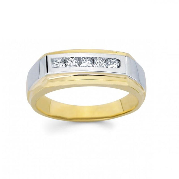 1 Karaat Prinses Echt Diamanten Herenring Tweekleurig Goud 14K