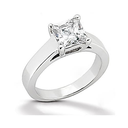 1 Karaat Prinses Geslepen Echt Diamanten Verlovingsring Wit Goud 14K