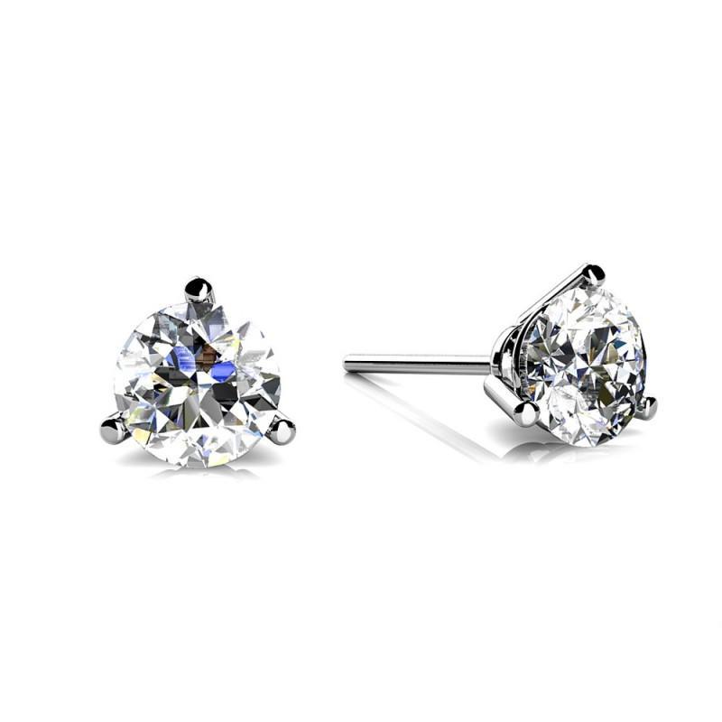 1 Karaat Ronde Echt Diamanten Dames Oorknopjes Wit Goud 14K