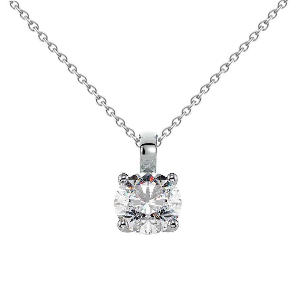 1 Karaat Ronde Echt Diamanten Halsketting Hanger Wit Goud 14K