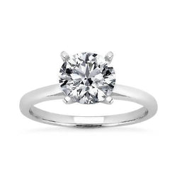 1 Karaat Ronde Echt Diamanten Solitaire Ring Wit Goud 14K