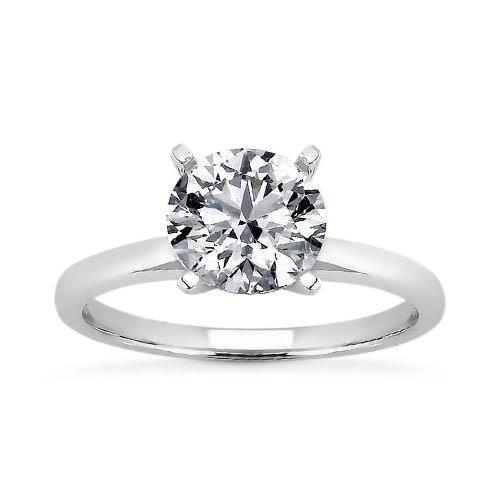 1 Karaat Ronde Echt Diamanten Solitaire Ring Wit Goud 14K