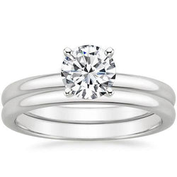 1 Karaat Ronde Geslepen Echt Diamanten Solitaire Ring Wit Goud 14K