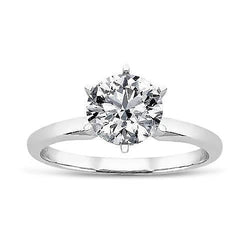 1 Karaat Ronde Geslepen Solitaire Echt Diamanten Ring Wit Goud 14K Sieraden