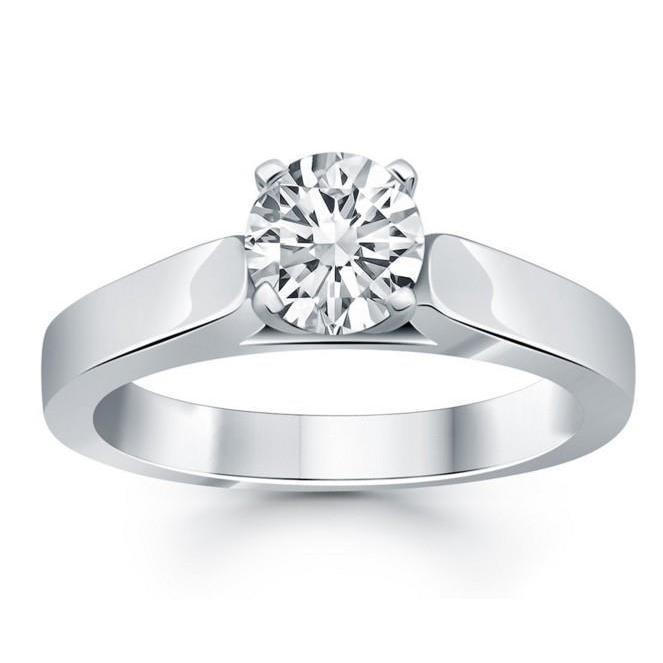 1 Karaat Solitaire Ronde Echt Diamanten Ring Wit Goud 14K