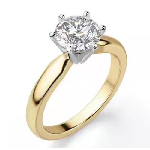 1 Karaat Tweekleurige Comfort Fit Ronde Echt Diamanten Ring Solitaire