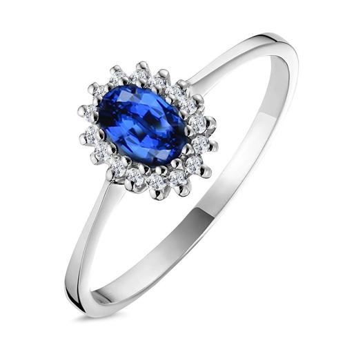 2 Ct Ceylon Sapphire Met Diamanten Jubileumring Wit Goud 14K - harrychadent.nl