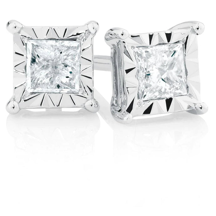2 Ct Prinses Geslepen Diamanten Oorknopjes 14K Witgoud Nieuw Diamant Geslepen Montage