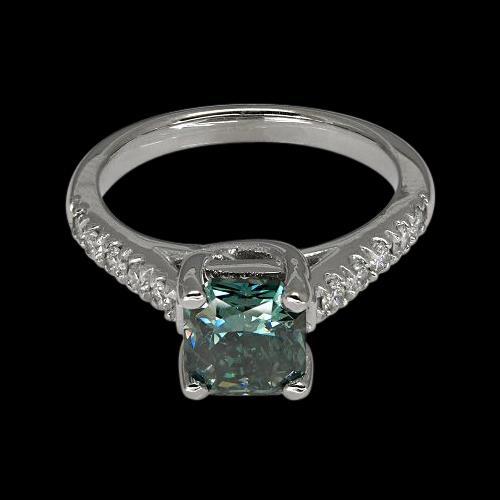 2 ct. blauwe stralende diamanten royal gemstone ring wit goud 14k