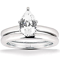 2 Ct. Diamond Pear Cut Engagement Band Set Gouden Ring Nieuw