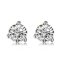 2 Kt. Fonkelende ronde diamanten fijne oorbel dame witgoud