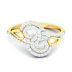 2 ct Diamond Wedding Swirl Style Ring Geel Goud