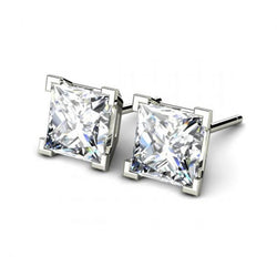 2 ct Princess Cut F Vs1 Diamond Stud Earring 14K witgoud