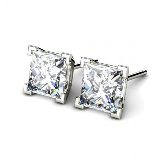2 ct Princess Cut F Vs1 Diamond Stud Earring 14K witgoud - harrychadent.nl